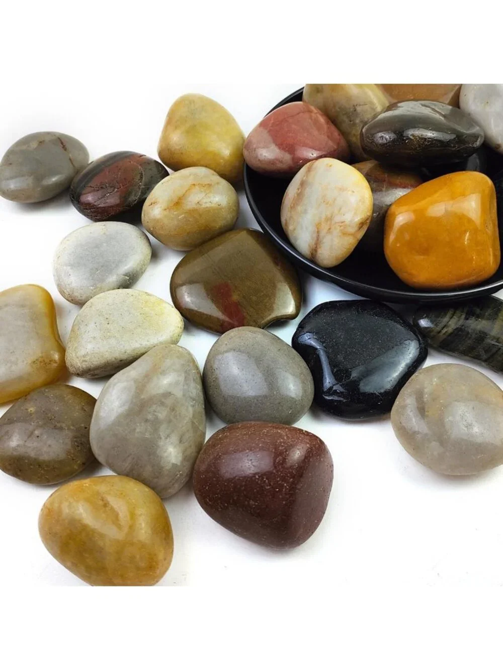 5LB High Polished Mixed Color River Rocks - Decorative Pebbles for Landscaping
